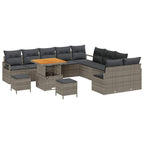 Gartensofa-set mit Kissen 13 pcs Grau Poly-Rattan