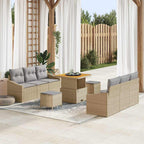 Gartensofa-set mit Kissen 9 pcs Beige Poly-Rattan