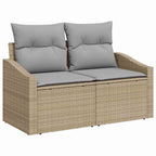 Gartensofa-set mit Kissen 10 pcs Beige Poly-Rattan