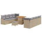 Gartensofa-set mit Kissen 11 pcs Beige Poly-Rattan