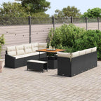Gartensofa-set mit Kissen 11 pcs Schwarz Poly-Rattan