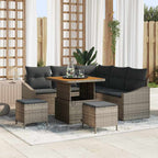 Gartensofa-set mit Kissen 8 pcs Grau Poly-Rattan