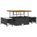 Gartensofa-set mit Kissen 9 pcs Schwarz Poly-Rattan