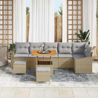 Gartensofa-set mit Kissen 9 pcs Beige Poly-Rattan