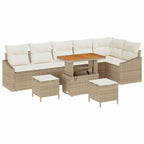 Gartensofa-set mit Kissen 9 pcs Beige Poly-Rattan
