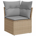 Gartensofa-set mit Kissen 9 pcs Beige Poly-Rattan