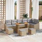 Gartensofa-set mit Kissen 10 pcs Beige Poly-Rattan
