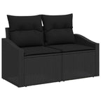 Gartensofa-set mit Kissen 12 pcs Schwarz Poly-Rattan