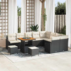 Gartensofa-set mit Kissen 12 pcs Schwarz Poly-Rattan