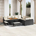 Gartensofa-set mit Kissen 13 pcs Schwarz Poly-Rattan