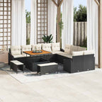 Gartensofa-set mit Kissen 13 pcs Schwarz Poly-Rattan