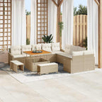 Gartensofa-set mit Kissen 13 pcs Beige Poly-Rattan