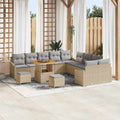Gartensofa-set mit Kissen 13 pcs Beige Poly-Rattan