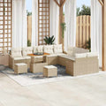 Gartensofa-set mit Kissen 13 pcs Beige Poly-Rattan
