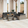 Gartensofa-set mit Kissen 14 pcs Grau Poly-Rattan