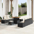 Gartensofa-set mit Kissen 8 pcs Schwarz Poly-Rattan