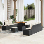 Gartensofa-set mit Kissen 8 pcs Schwarz Poly-Rattan