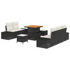 Gartensofa-set mit Kissen 8 pcs Schwarz Poly-Rattan