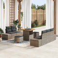 Gartensofa-set mit Kissen 8 pcs Grau Poly-Rattan
