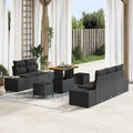 Gartensofa-set mit Kissen 8 pcs Schwarz Poly-Rattan