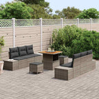 Gartensofa-set mit Kissen 9 pcs Grau Poly-Rattan