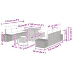 Gartensofa-set mit Kissen 9 pcs Grau Poly-Rattan
