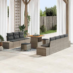Gartensofa-set mit Kissen 10 pcs Grau Poly-Rattan