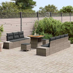 Gartensofa-set mit Kissen 10 pcs Grau Poly-Rattan