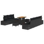 Gartensofa-set mit Kissen 10 pcs Schwarz Poly-Rattan