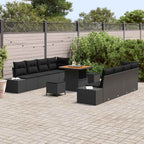 Gartensofa-set mit Kissen 11 pcs Schwarz Poly-Rattan