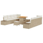 Gartensofa-set mit Kissen 11 pcs Beige Poly-Rattan