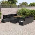 Gartensofa-set mit Kissen 11 pcs Schwarz Poly-Rattan