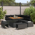 Gartensofa-set mit Kissen 8 pcs Schwarz Poly-Rattan