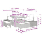 Gartensofa-set mit Kissen 8 pcs Schwarz Poly-Rattan
