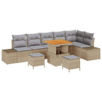 Gartensofa-set mit Kissen 9 pcs Beige Poly-Rattan