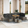 Gartensofa-set mit Kissen 9 pcs Grau Poly-Rattan