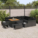 Gartensofa-set mit Kissen 12 pcs Schwarz Poly-Rattan
