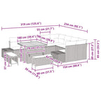 Gartensofa-set mit Kissen 12 pcs Schwarz Poly-Rattan