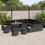 Gartensofa-set mit Kissen 13 pcs Schwarz Poly-Rattan