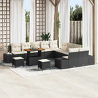 Gartensofa-set mit Kissen 13 pcs Schwarz Poly-Rattan