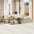 Gartensofa-set mit Kissen 13 pcs Beige Poly-Rattan