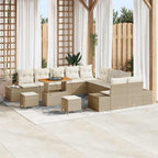 Gartensofa-set mit Kissen 13 pcs Beige Poly-Rattan