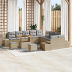Gartensofa-set mit Kissen 13 pcs Beige Poly-Rattan
