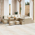 Gartensofa-set mit Kissen 14 pcs Beige Poly-Rattan