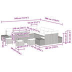 Gartensofa-set mit Kissen 14 pcs Beige Poly-Rattan