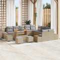 Gartensofa-set mit Kissen 14 pcs Beige Poly-Rattan