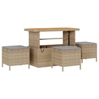 Gartensofa-set mit Kissen 14 pcs Beige Poly-Rattan