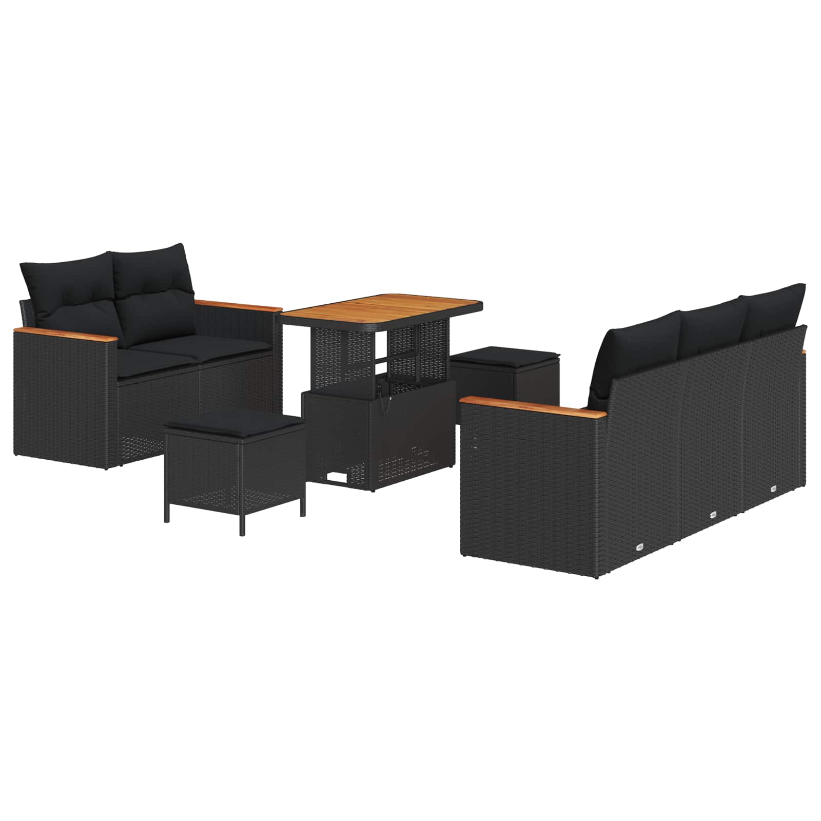 Gartensofa-set 8 pcs Schwarz Poly-Rattan
