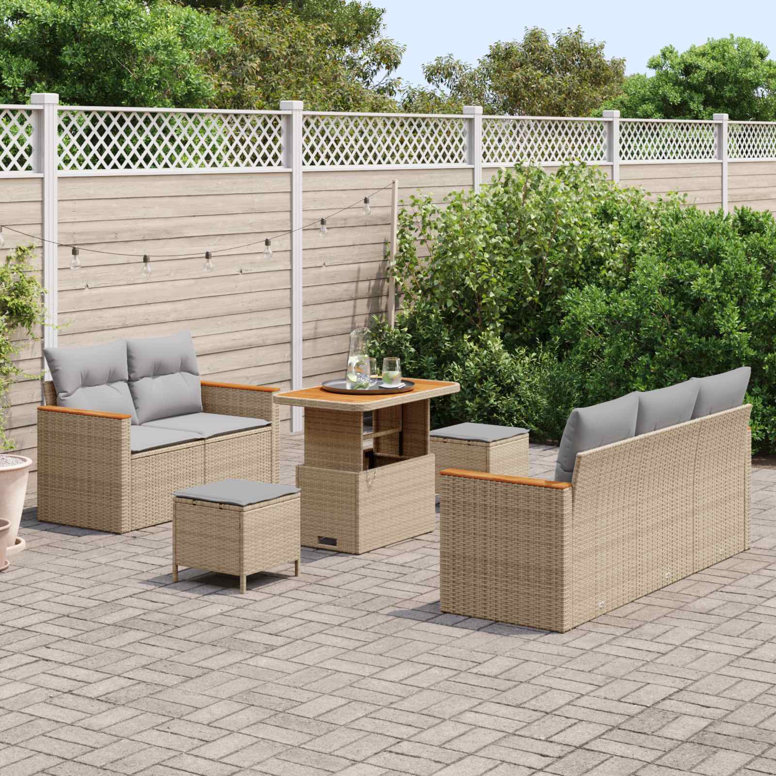 Gartensofa-set 8 pcs Beige Poly-Rattan