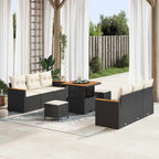 Gartensofa-set 9 pcs Schwarz Poly-Rattan